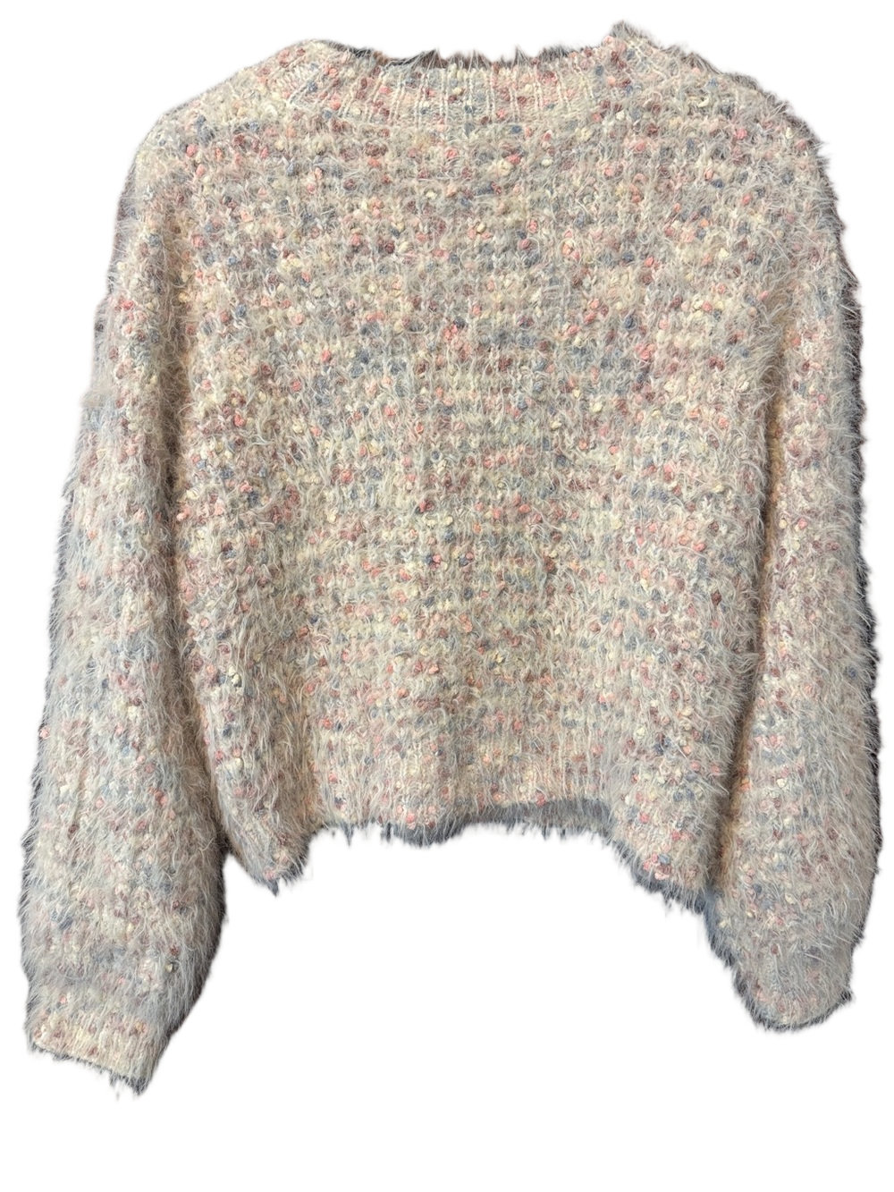 Lush Lovely Time Fuzzy Knit Speckled Pastel Crewneck Textured Sweater Size S - Picture 4 of 4
